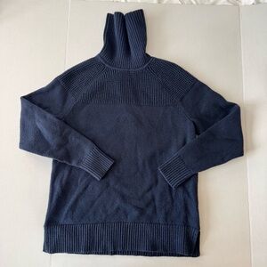L.L.Bean Navy Ribbed Turtleneck Sweater Small Cotton Blend